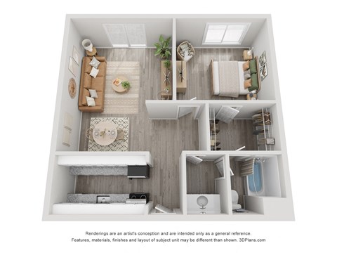 1 Bed 1 Bath Floor Plan | 890 Sq. Ft. 1 Bed 1 Bath Floor Plan | 890 Sq. Ft. at Balfour Chastain, Georgia, 30342
